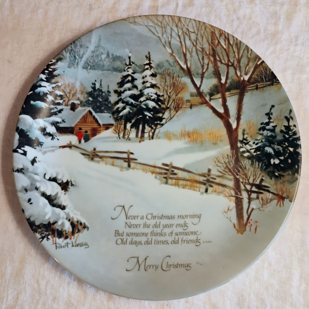 winter scene 1975 commemorative plate Christmas Robert Laessic